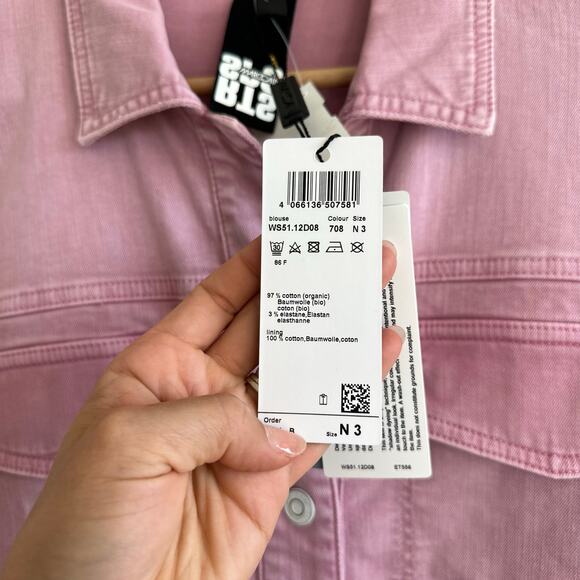 Marc Cain Twill Shirt Denim Shacket Bright Pink Lavender 8 NWT - Picture 11 of 12